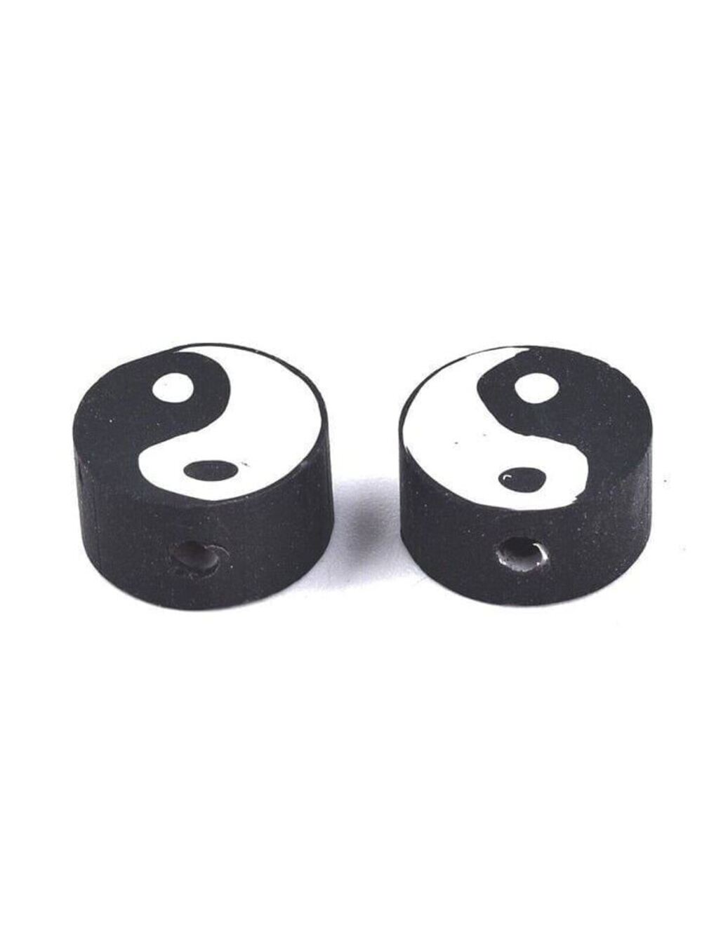 Handcrafted Black White Yin Yang Mindfulness Zen Round 10mm Coin Beads 10 pcs